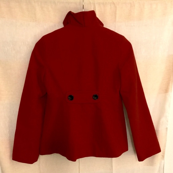Red Pea Coat w/ Ruffle Collar! - Picture 4 of 7